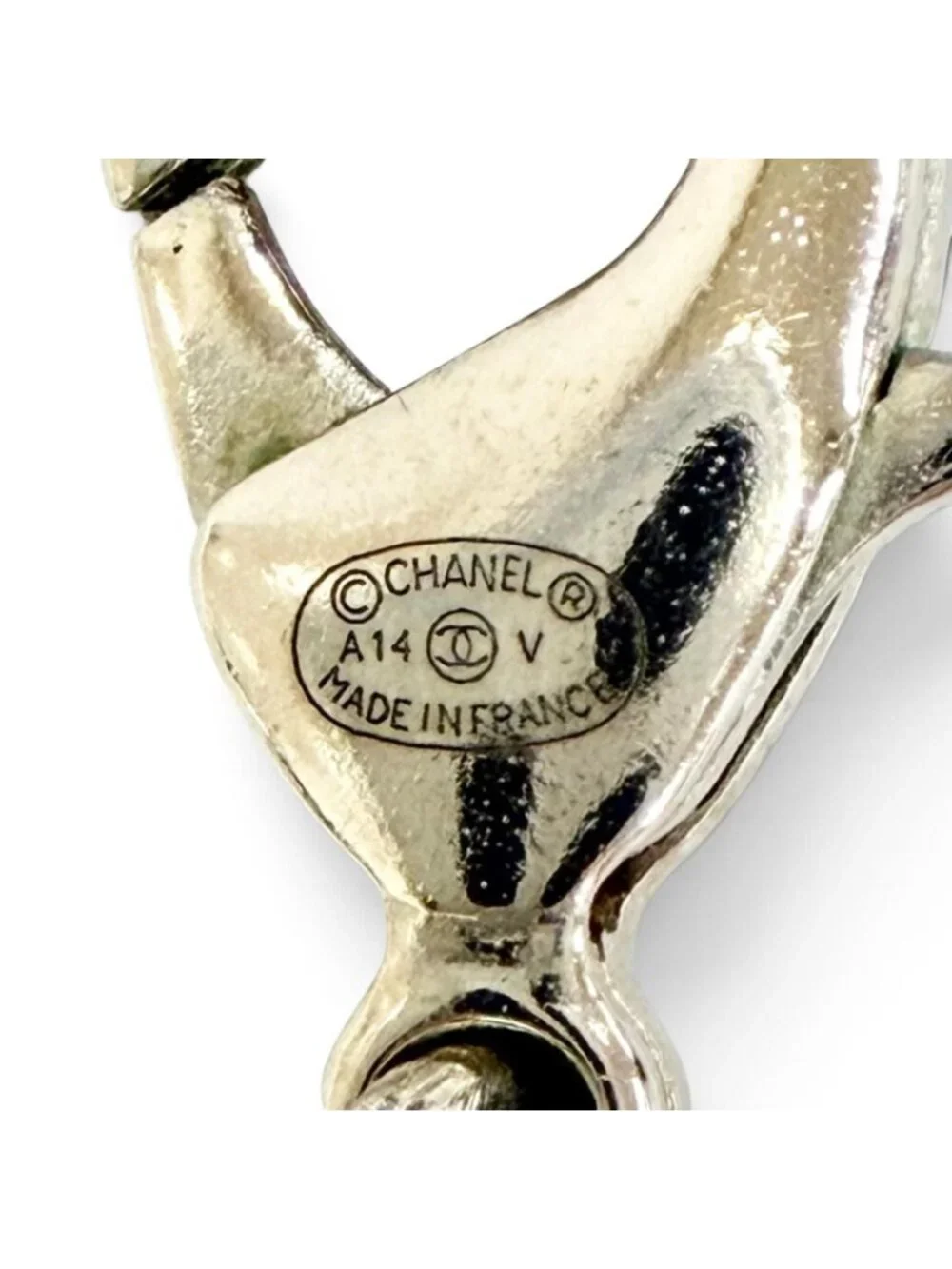 Chanel CC Logo Long Pearl Necklace White Silver